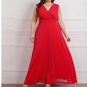 Elegant Red Chiffon Sleeveless Maxi Dress AZAZIE Size A26